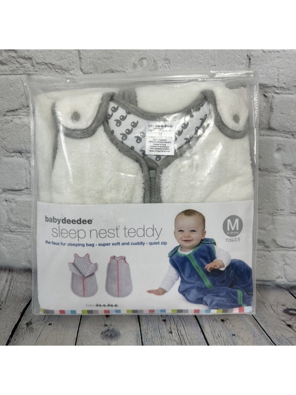 Sleep Nest Teddy Sleeping Bag, Ivory, (Medium 6-18 Months)